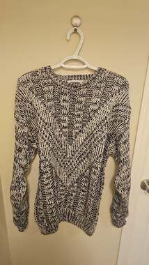 Brad Richards Vintage Black and White Chunky Mixed Knit Pullover Sweater